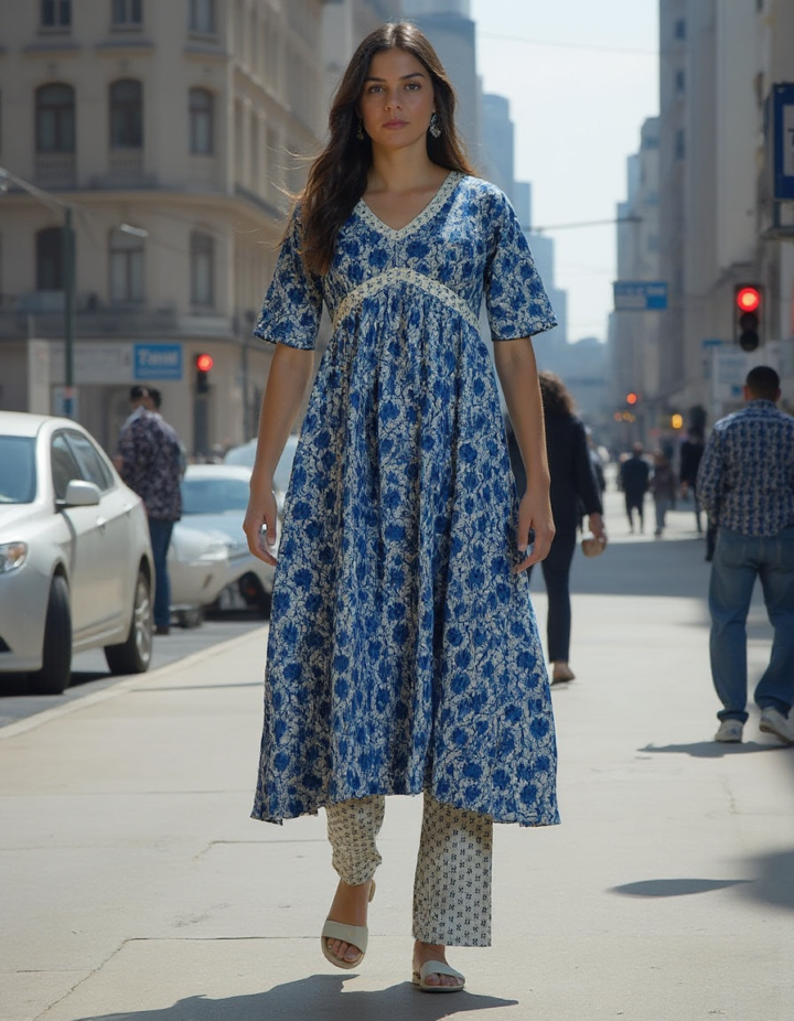 The Blue Floral Kurti Set - Image 5