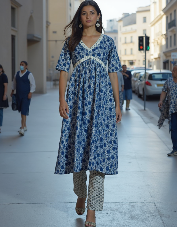 The Blue Floral Kurti Set - Image 6