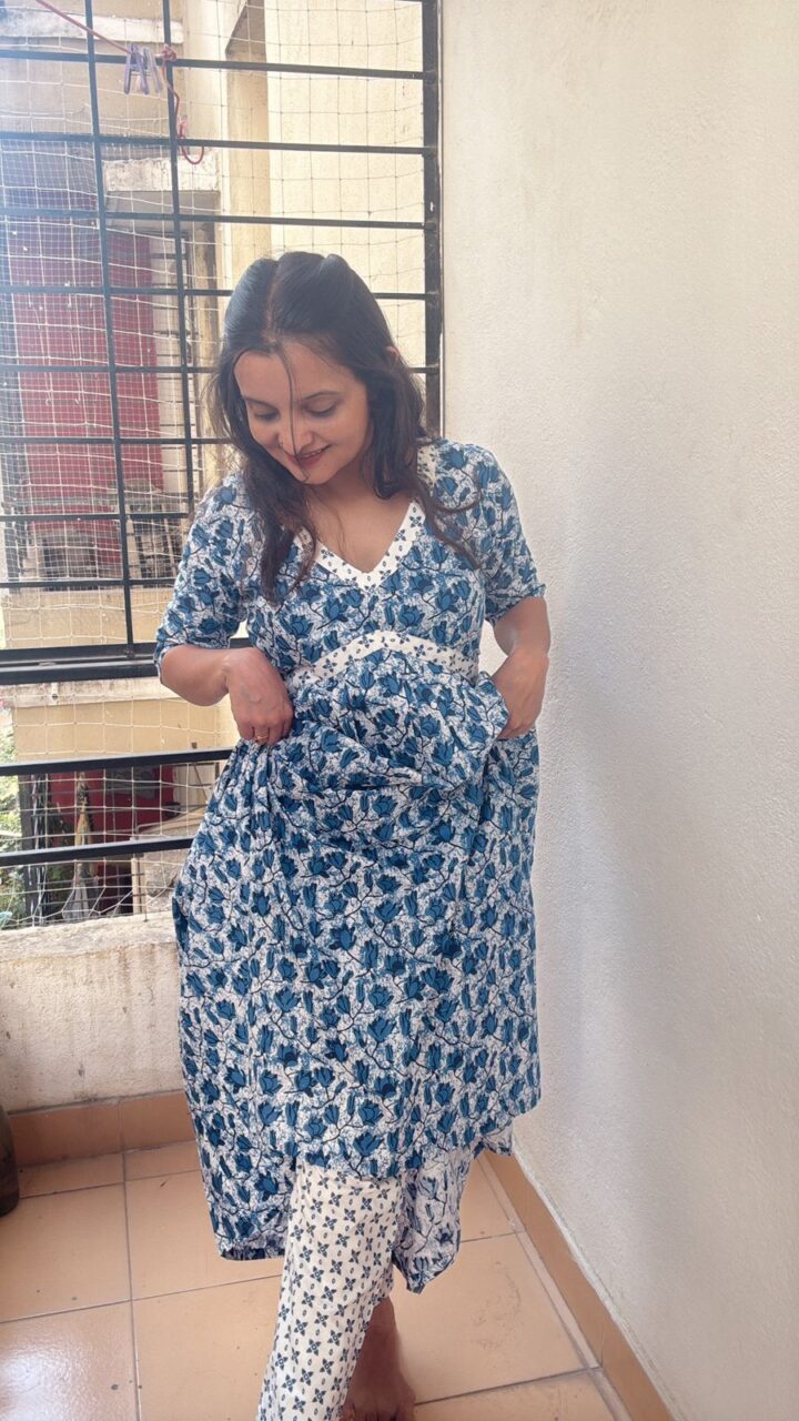 The Blue Floral Kurti Set - Image 2